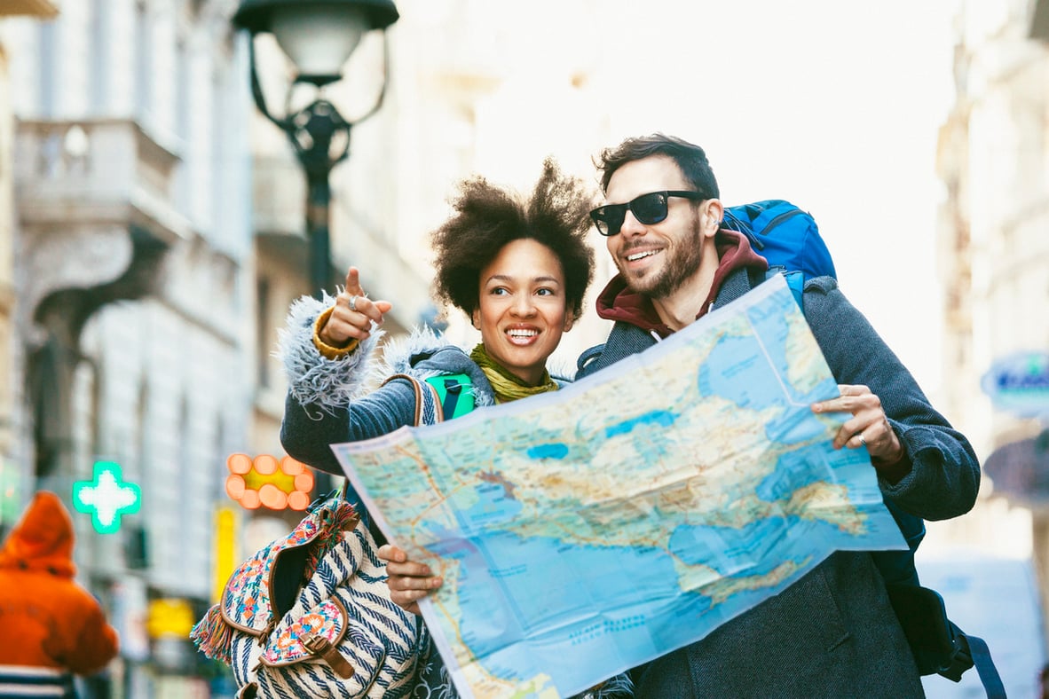 Couple looking at map